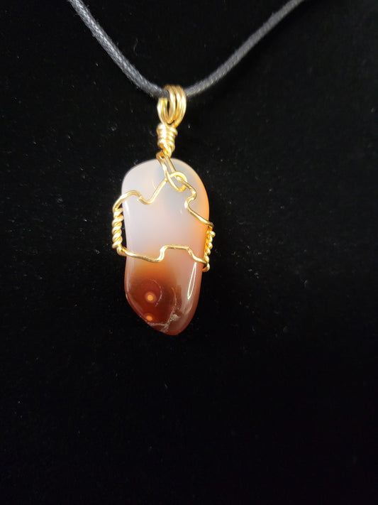 Hand wrapped Carnelian Necklace