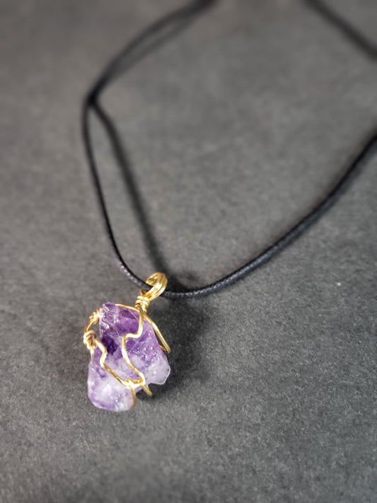 Hand wrapped Amethyst Necklace