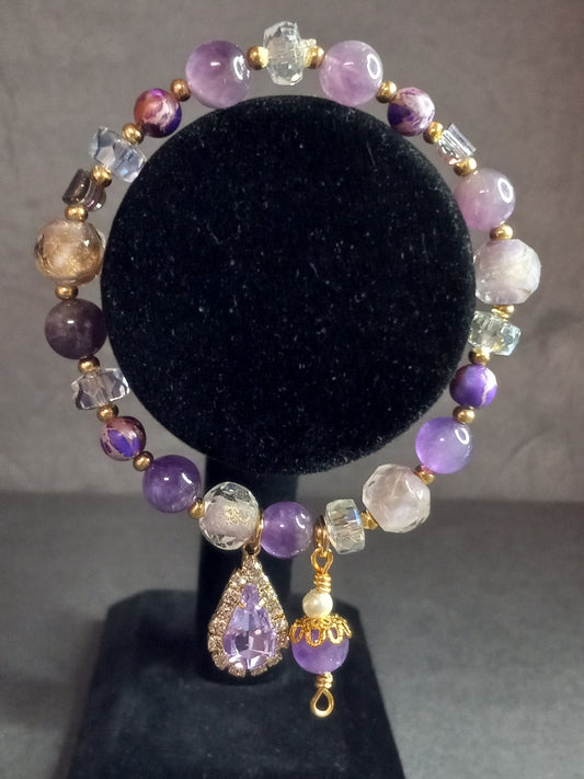Hand made Purple and gold bracelet